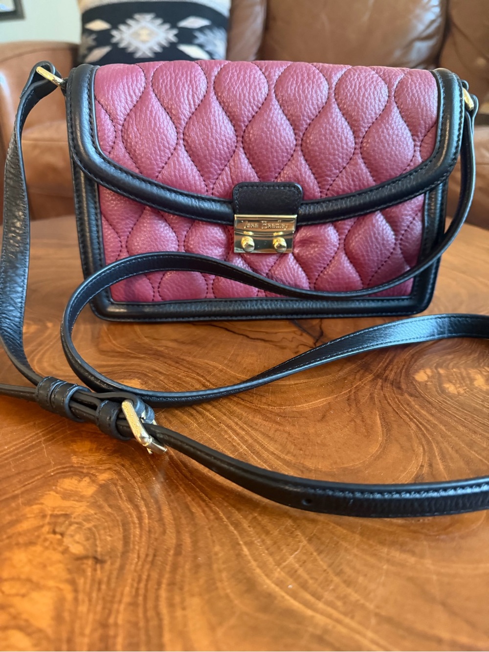 Vera Bradley Quilted Plum Crossbody with Black Trim & Gold Hardware